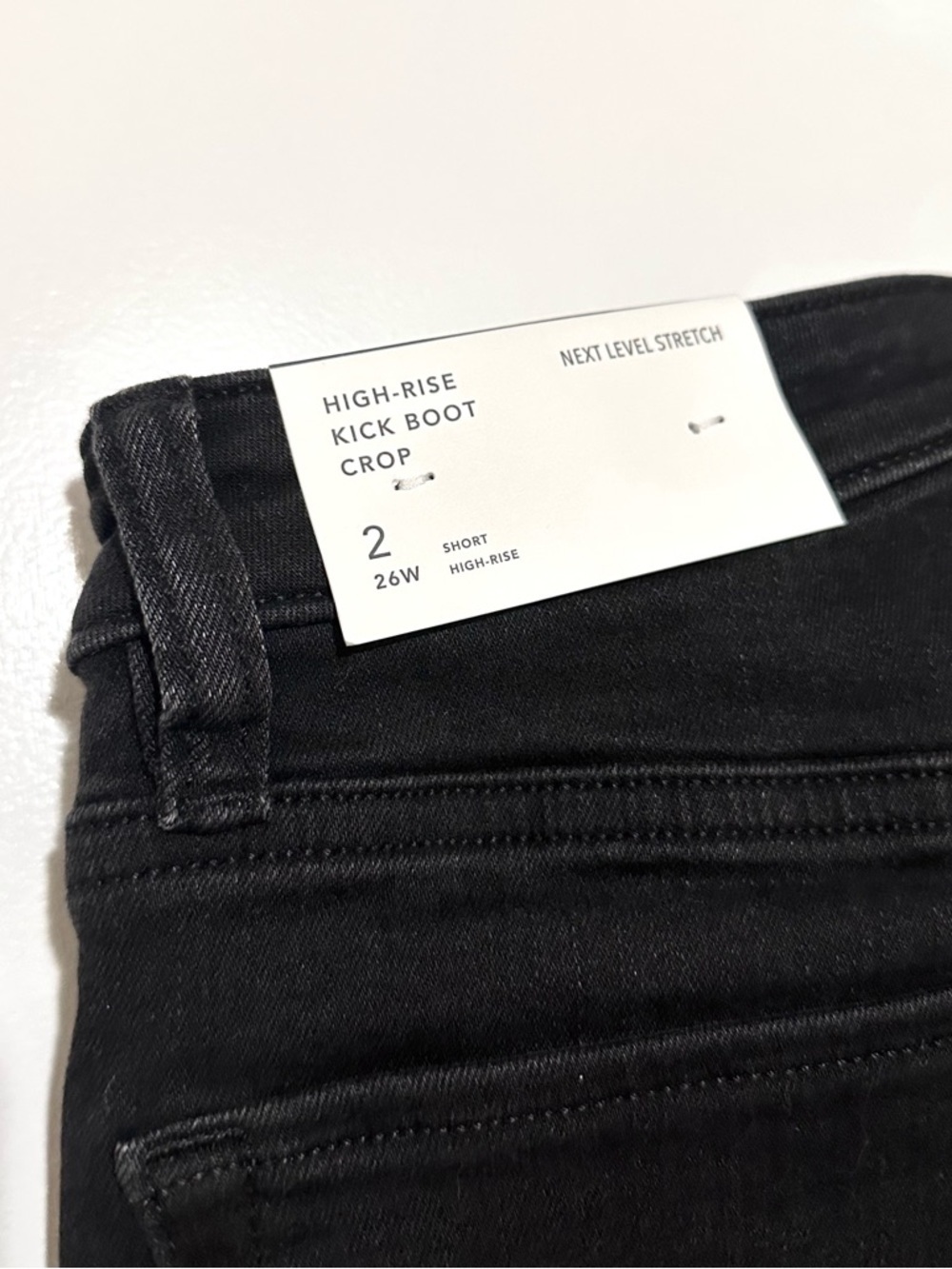 American Eagle High Rise Kick Boot Crop Jeans Size 2 Short Black Raw Hem Stretch - Picture 5 of 5